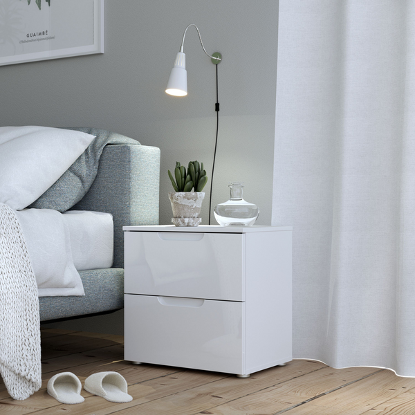 Bloxwich Bedside in White/White High Gloss | Bedside Cabinet | Bedside Cabinets | Bedroom Cabinet