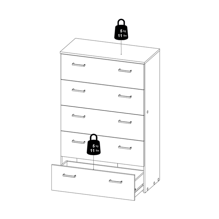 Longton Chest of 5 Drawers in White | Chest of Drawers | Drawers 