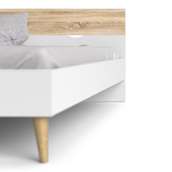 Luton Euro Double Bed (140 x 200) in White and Oak | Beds | Double Bed