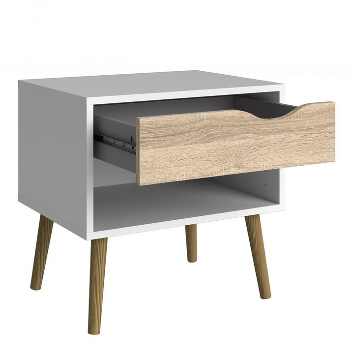 Luton Bedside 1 Drawer in White and Oak | Bedside Cabinet | Bedside Cabinets | Bedroom Cabinet