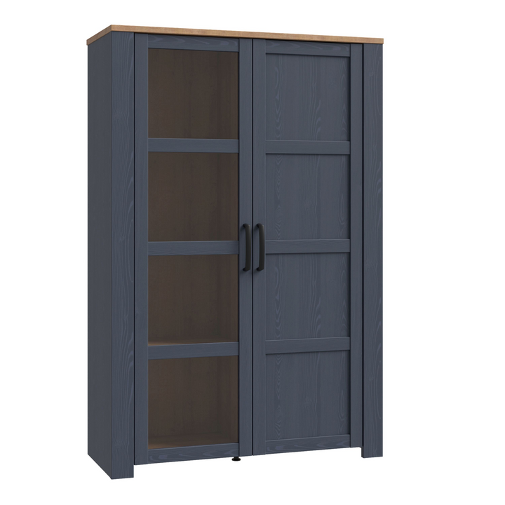 Hitchin 2 Door Display Cabinet in Riviera Oak/Navy | Dining Cabinet | Dining Cabinets