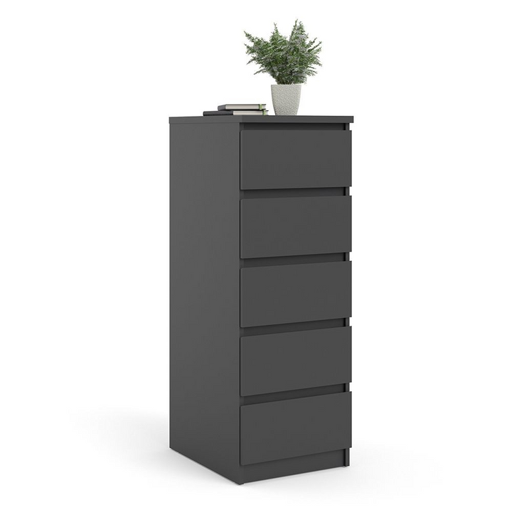 Brook Narrow Chest of 5 Drawers in Black Matt | Chest of Drawers | Drawers 