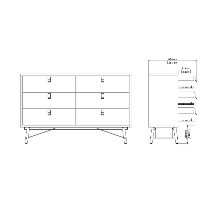 Moubray Wide Double Chest of Drawers 6 Drawers in Jackson Hickory Oak | Chest of Drawers | Drawers 