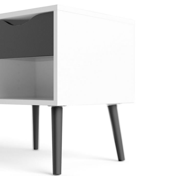 Luton Bedside 1 Drawer in White and Black Matt | Bedside Cabinet | Bedside Cabinets | Bedroom Cabinet