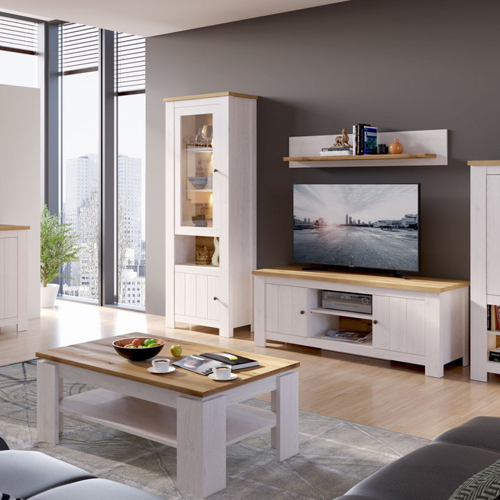 Deal 2 Door Display Cabinet in White and Oak | Dining Cabinet | Dining Cabinets