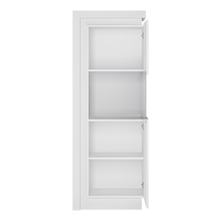 Earley Narrow Display Cabinet (RHD) 164.1cm High (including LED lighting) in White and High Gloss | Dining Cabinet | Dining Cabinets