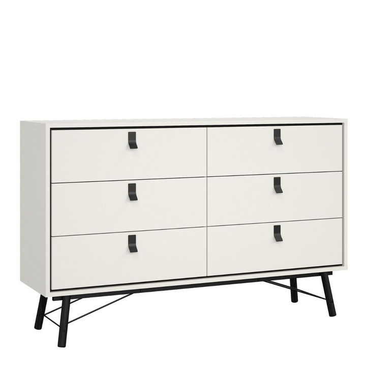 Moubray Wide Double Chest of Drawers 6 Drawers in Matt White | Chest of Drawers | Drawers 