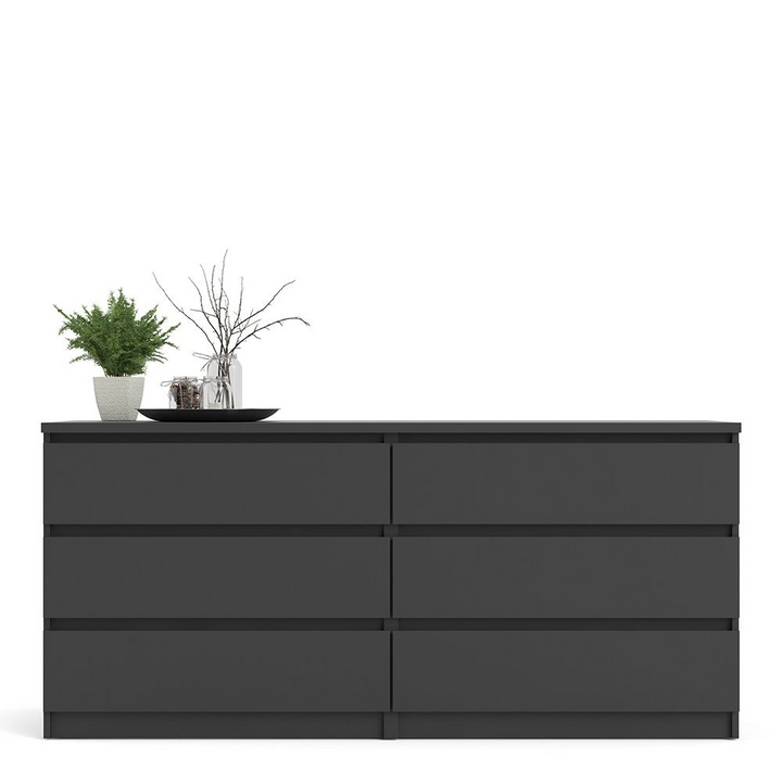 Brook Wide Chest of 6 Drawers (3+3) in Black Matt | Chest of Drawers | Drawers 