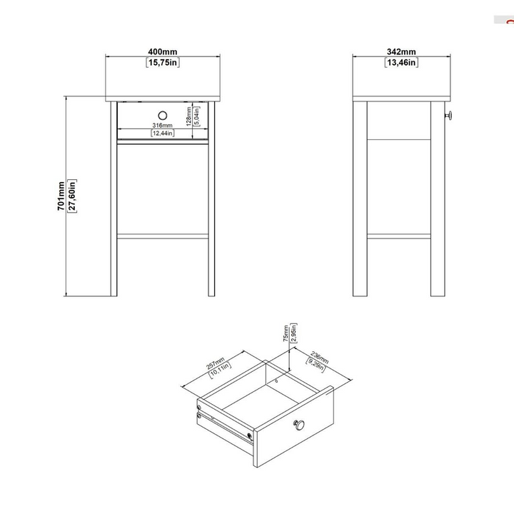 Hindley Bedside Table with 1 Drawer | Bedside Cabinet | Bedside Cabinets | Bedroom Cabinet