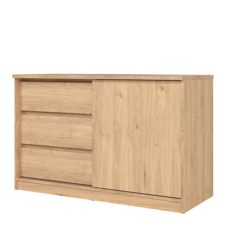 Brook Storage Unit with 1 Sliding Door and 3 Drawers in Jackson Hickory Oak | Living Room Cabinets | Living Room Cabinet