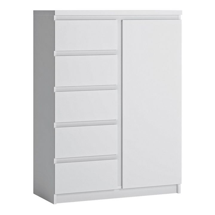 Prestwich 1 Door 5 Drawer Cabinet in White | Dining Cabinet | Dining Cabinets