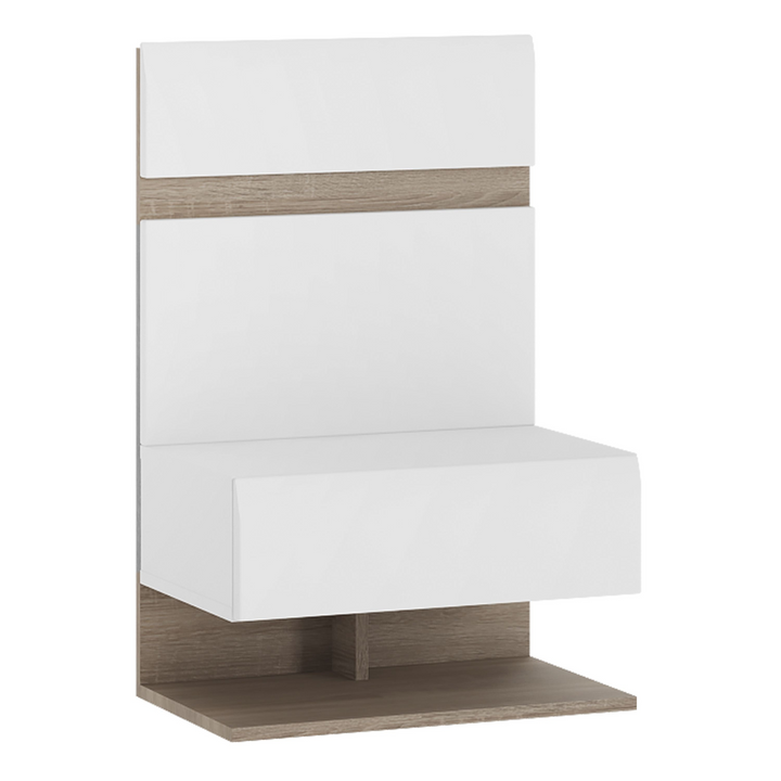 Cheadle Bedroom Bedside Extension for Bed in White with a Truffle Oak Trim | Bedside Cabinet | Bedside Cabinets | Bedroom Cabinet