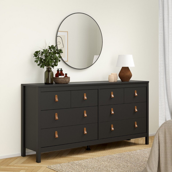 Droitwich Double Dresser 4+4 Drawers in Matt Black | Chest of Drawers | Drawers 