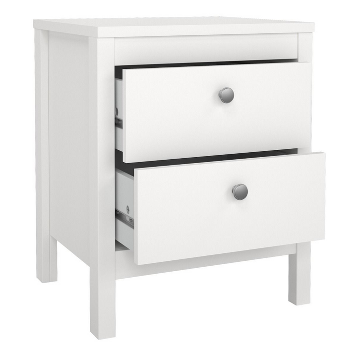 Bournville Bedside Table 2 Drawers in White | Bedside Cabinet | Bedside Cabinets | Bedroom Cabinet