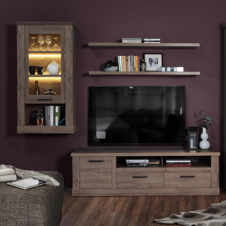 Chichester 1 Door Wall Display Cabinet in Tabak Oak | Dining Cabinet | Dining Cabinets