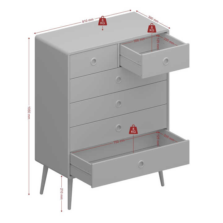 Hanwell 2+4 Chest of Drawers in Grey | Chest of Drawers | Drawers 