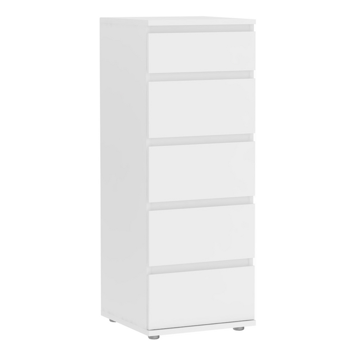 Bury Narrow Chest of 5 Drawers in White | Chest of Drawers | Drawers 