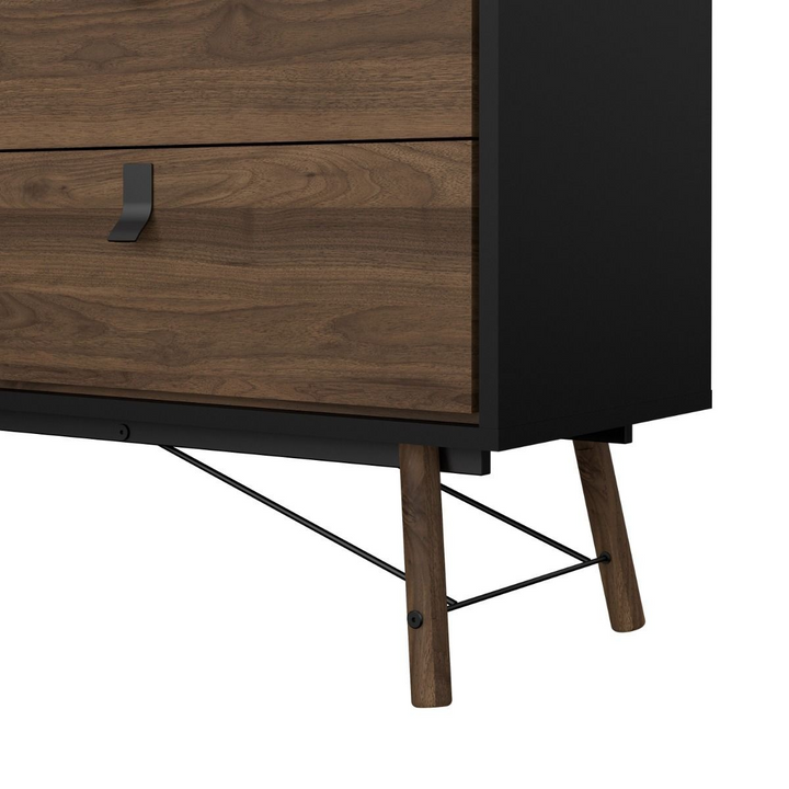 Moubray Wide Double Chest of Drawers 6 Drawers in Matt Black Walnut | Chest of Drawers | Drawers 