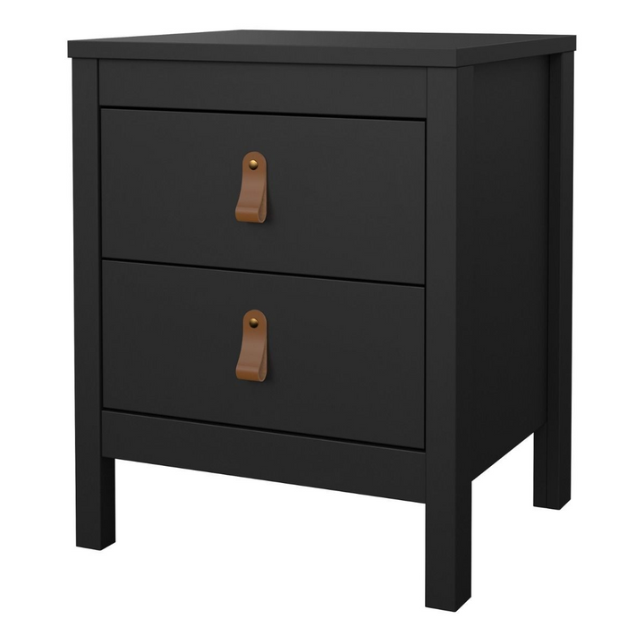 Droitwich Bedside Table 2 Drawers in Matt Black | Bedside Cabinet | Bedside Cabinets | Bedroom Cabinet