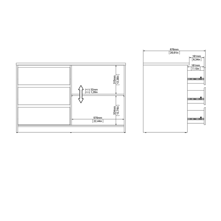 Brook Storage Unit with 1 Sliding Door and 3 Drawers in Jackson Hickory Oak | Living Room Cabinets | Living Room Cabinet