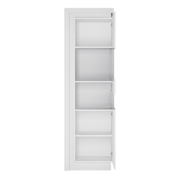 Earley Tall Narrow Display Cabinet (RHD) (including LED lighting) in White and High Gloss | Dining Cabinet | Dining Cabinets