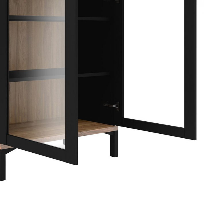 Spalding Display Cabinet Glazed 2 Doors in Black and Walnut | Dining Cabinet | Dining Cabinets