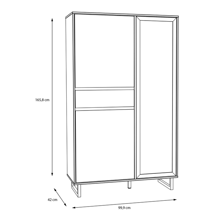 Wigston Display Cabinet in Spica Oak/Matt Black/Bartex Oak | Dining Cabinet | Dining Cabinets