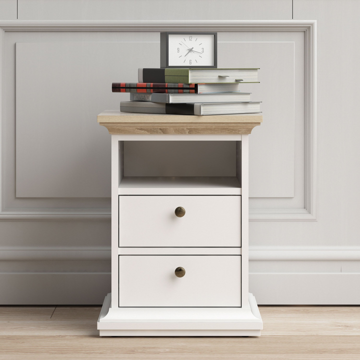 Solihull Bedside 2 Drawers in White and Oak | Bedside Cabinet | Bedside Cabinets | Bedroom Cabinet