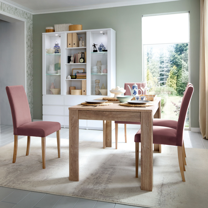 Prestwich Tall Narrow 1 Door 3 Drawer Glazed Display Cabinet in White | Dining Cabinet | Dining Cabinets