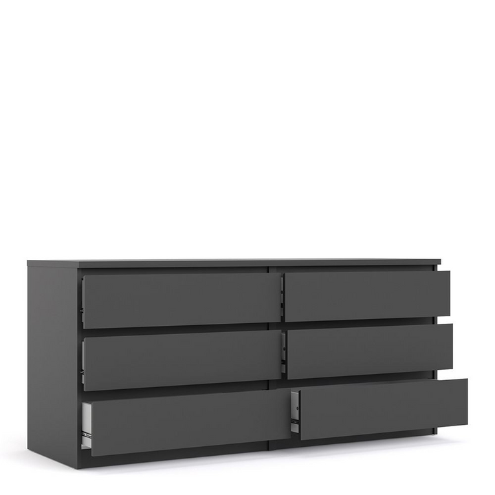 Brook Wide Chest of 6 Drawers (3+3) in Black Matt | Chest of Drawers | Drawers 