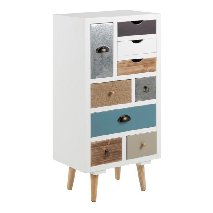 Ashington White Shabby Chic Multi Coloured 9 Drawer Chest | Chest of Drawers | Drawers 