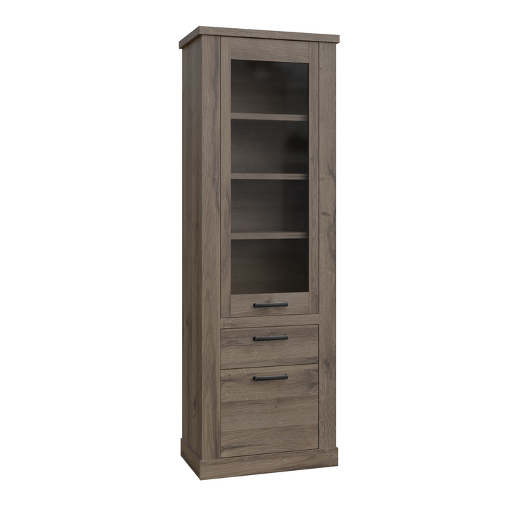 Chichester 2 Door 1 Drawer 3 Shelve Narrow Display Cabinet in Tabak Oak | Dining Cabinet | Dining Cabinets