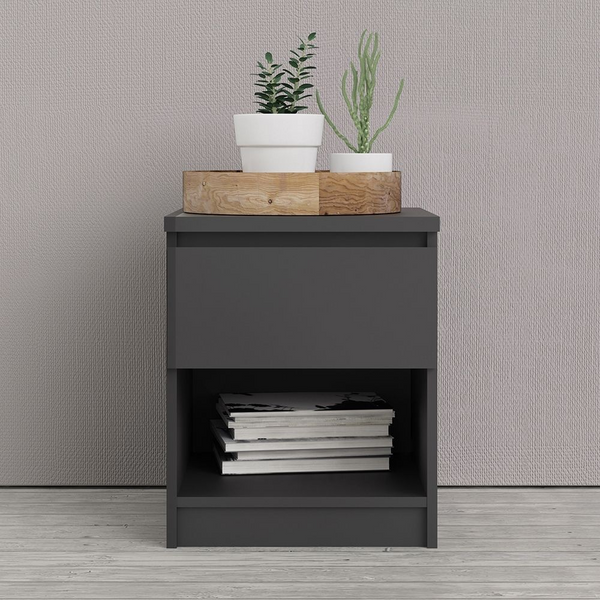 Brook Bedside 1 Drawer 1 Shelf in Black Matt | Bedside Cabinet | Bedside Cabinets | Bedroom Cabinet