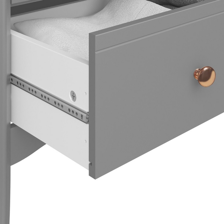 Rhyl 5 Drawer Narrow in Folkestone Grey with Rose Gold Colour Handles | Chest of Drawers | Drawers 