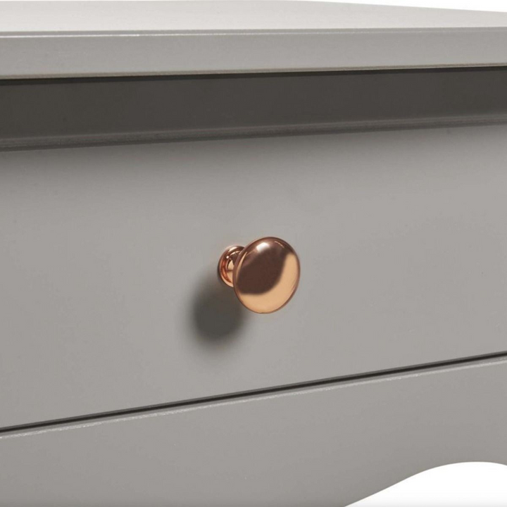 Rhyl Nightstand in Folkestone Grey with Rose Gold Colour Handles | Bedside Cabinet | Bedside Cabinets | Bedroom Cabinet