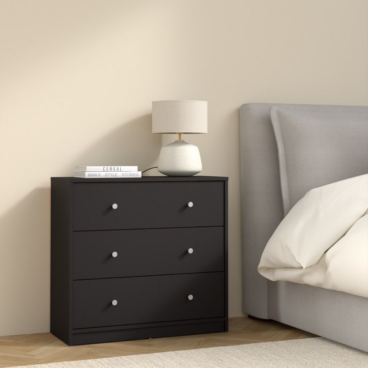 Shenley Chest of 3 Drawers in Black | Chest of Drawers | Drawers 