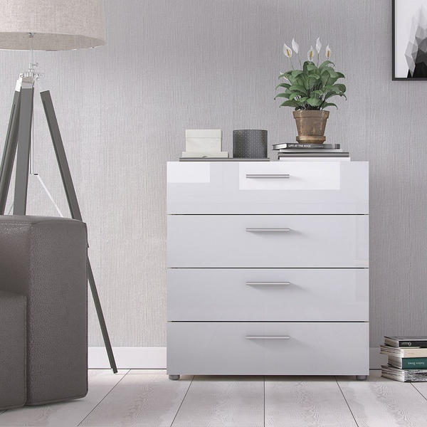 Ende Chest of 4 Drawers in Oak with White High Gloss | Chest of Drawers | Drawers 