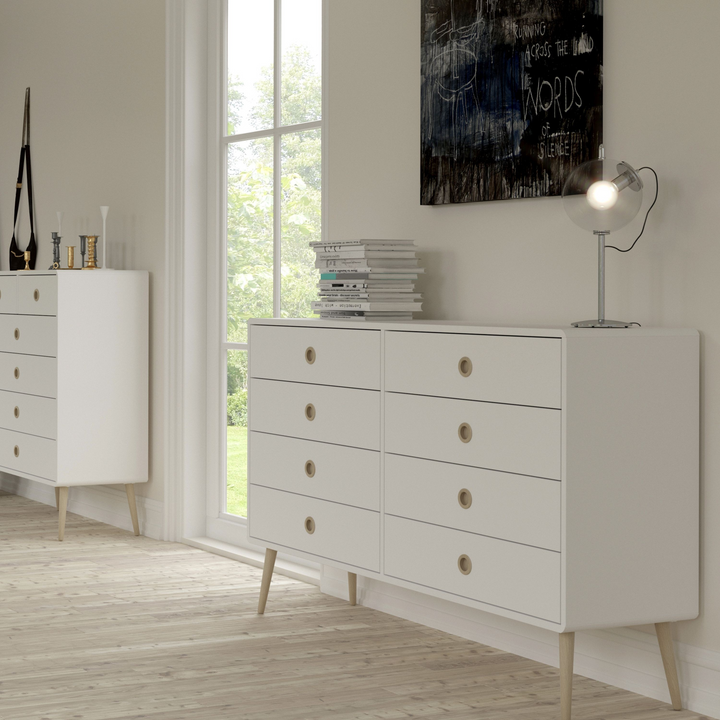 Hanwell 4+4 Wide Chest in Off White | Chest of Drawers | Drawers 