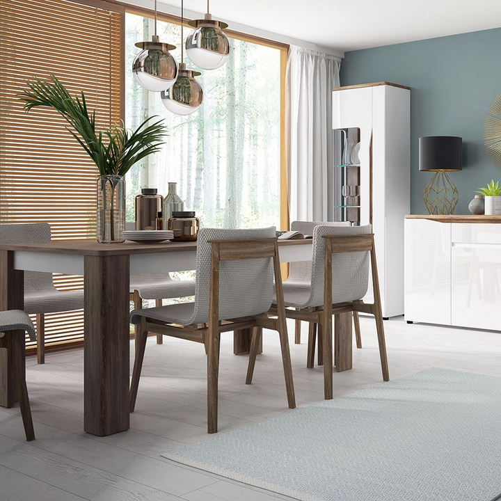 Northolt Extending Dining Table 160-200cm in Alpine White and Stirling Oak | Dining Table