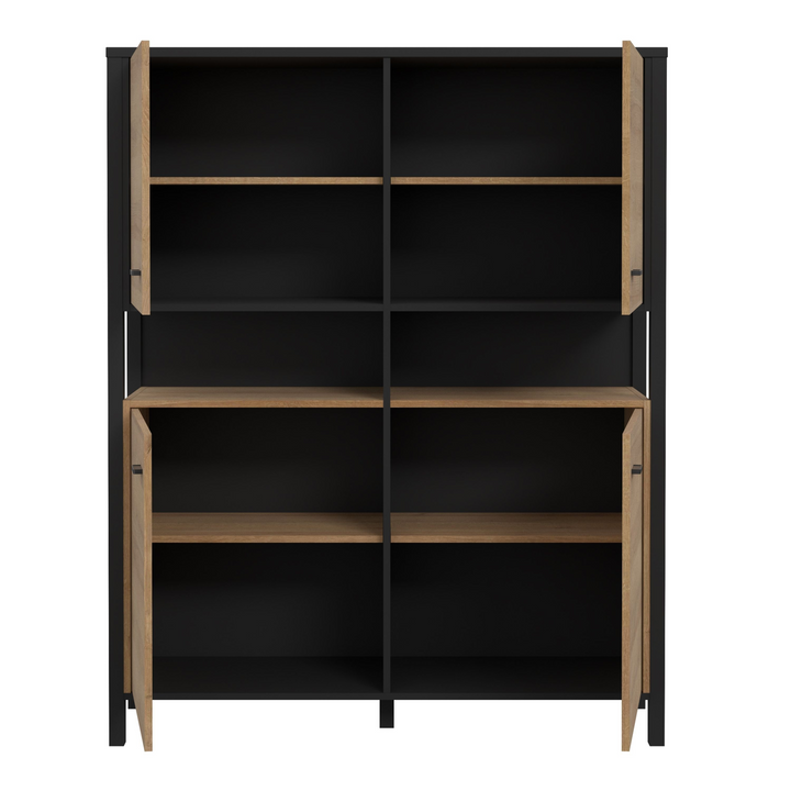 Upminster Rock Storage Cabinet in Matt Black/Riviera Oak | Dining Cabinet | Dining Cabinets