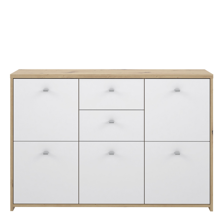 Bicester Chest Storage Cabinet with 2 Drawers and 5 Doors in Artisan Oak/White | Dining Cabinet | Dining Cabinets