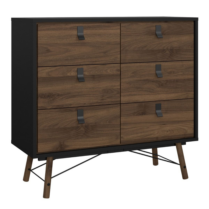 Moubray Double Chest of Drawers 6 Drawers in Matt Black Walnut | Chest of Drawers | Drawers 