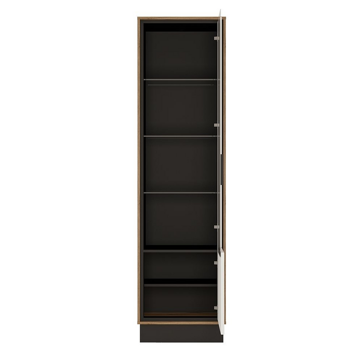 Wishaw Tall Glazed Display Cabinet (RH) With the Walnut and Dark Panel Finish | Dining Cabinet | Dining Cabinets