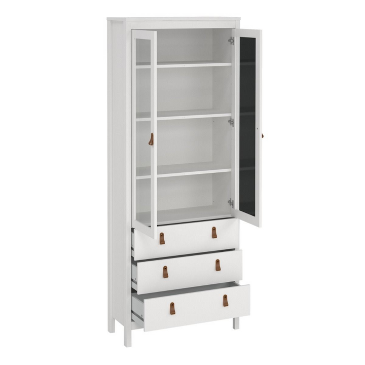 Droitwich China Cabinet 2 Glass Doors with 3 Drawers in White | Dining Cabinet | Dining Cabinets