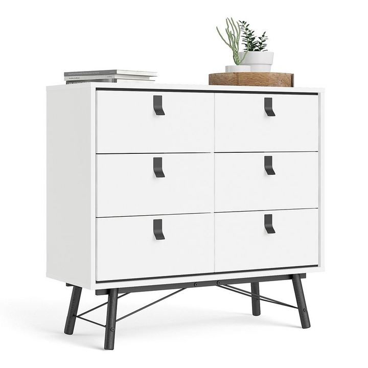 Moubray Double Chest of Drawers 6 Drawers in Matt White | Chest of Drawers | Drawers 