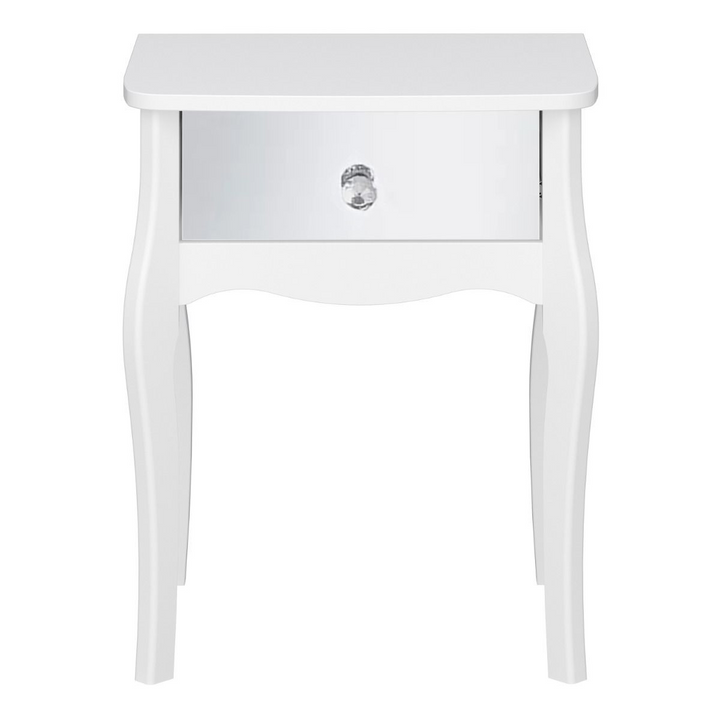 Rhyl Mirrored Nightstand in White | Bedside Cabinet | Bedside Cabinets | Bedroom Cabinet