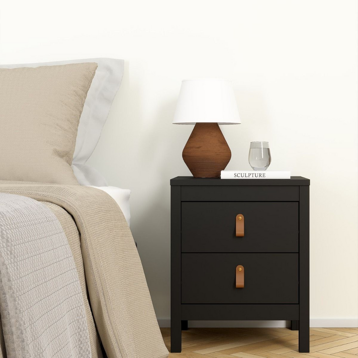 Droitwich Bedside Table 2 Drawers in Matt Black | Bedside Cabinet | Bedside Cabinets | Bedroom Cabinet