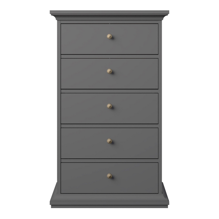 Solihull Chest 5 Drawers in Matt Grey | Chest of Drawers | Drawers 