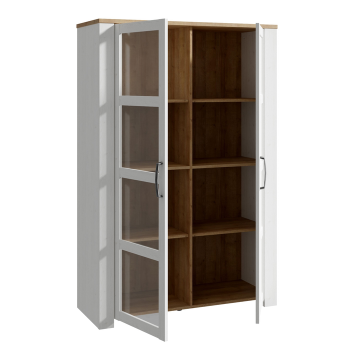 Hitchin 2 Door Display Cabinet in Riviera Oak/White | Dining Cabinet | Dining Cabinets
