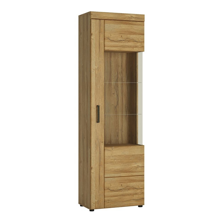 Pontypridd Tall Glazed Display Cabinet (RH) in Grandson Oak | Dining Cabinet | Dining Cabinets